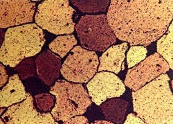 Sandstone under microscope